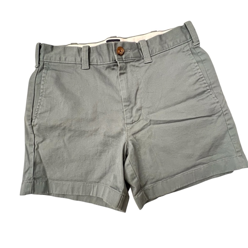 J.‎ Crew Factory Flex Chino Shorts with 5” Inseam Khaki Green Size 29 NWOT